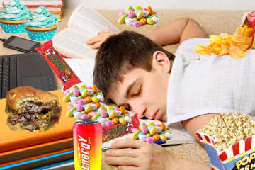 asleep with snacks